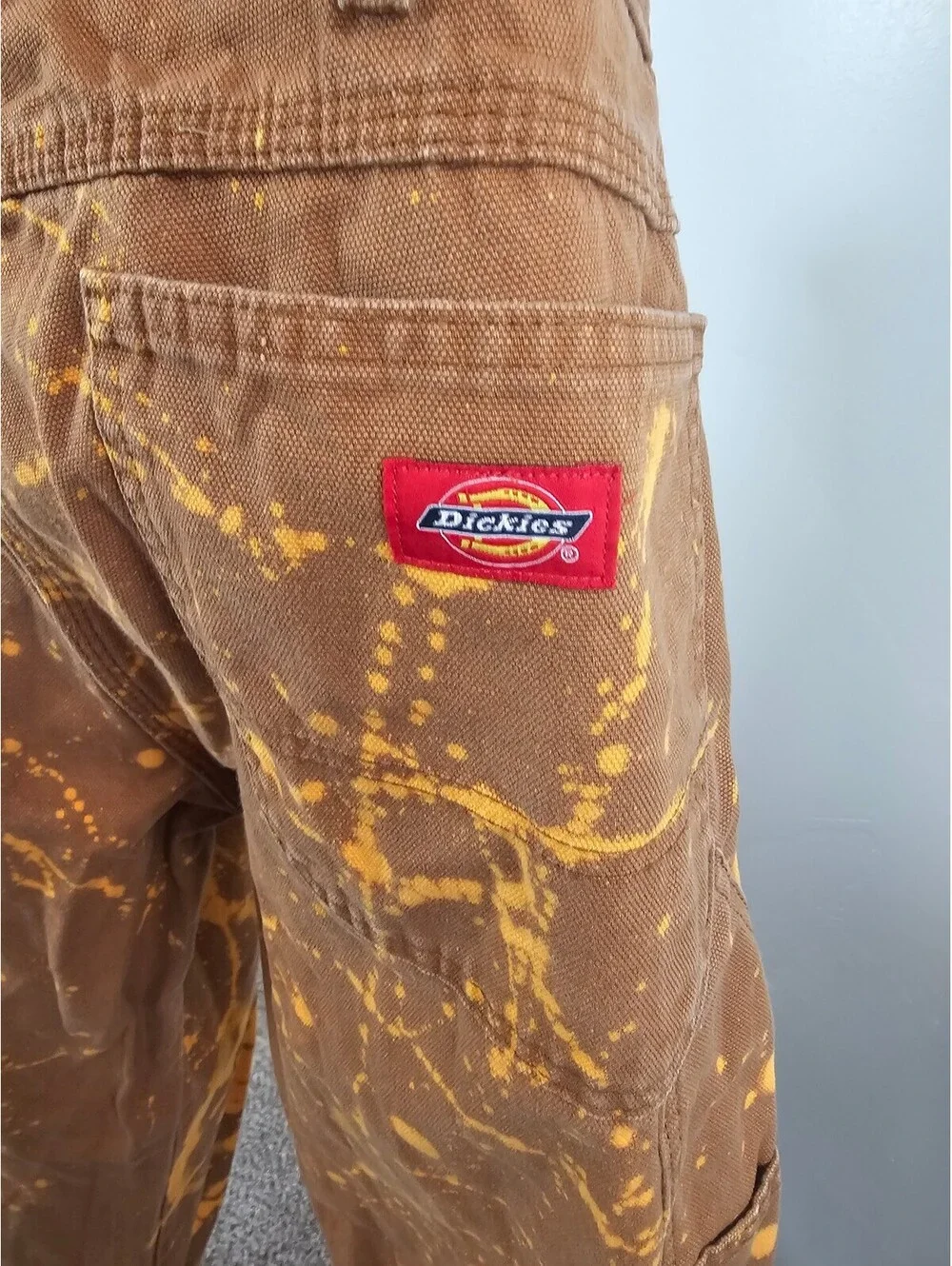 Dickies Brown and Yellow Bleach Splatter Work Pants